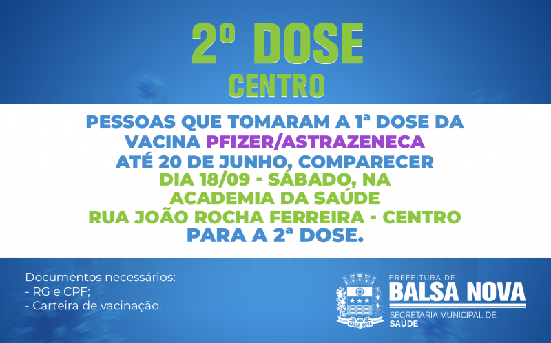 2ª DOSE PFIZER/ASTRAZENECA