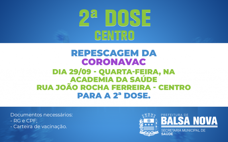 REPESCAGEM 2ª DOSE CORONAVAC