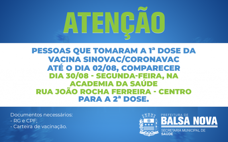 ATENÇÃO 2ª DOSE