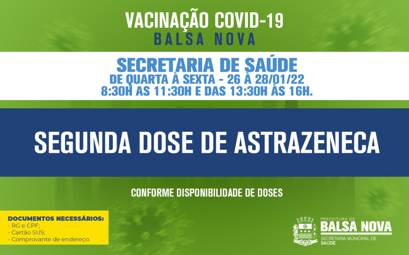 VACINA COVID-19 | 2ª DOSE ASTRAZENECA