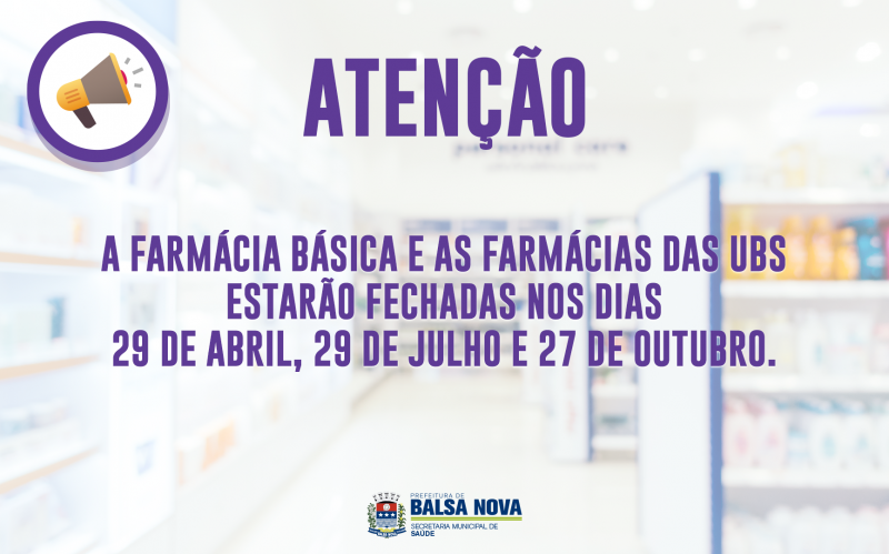 Farmácia Fechada para Balanço