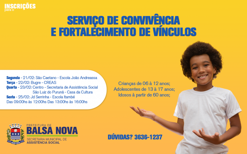 Inscrições para o SCFV