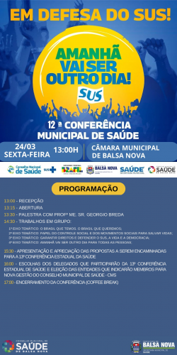 12ª CONFERÊNCIA  MUNICIPAL DE SAÚDE