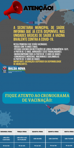 VACINA BIVALENTE DISPONÍVEL CONTRA A COVID-19