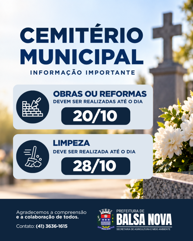 Prazos para obras, reformas e limpezas nos Cemitérios Municipais