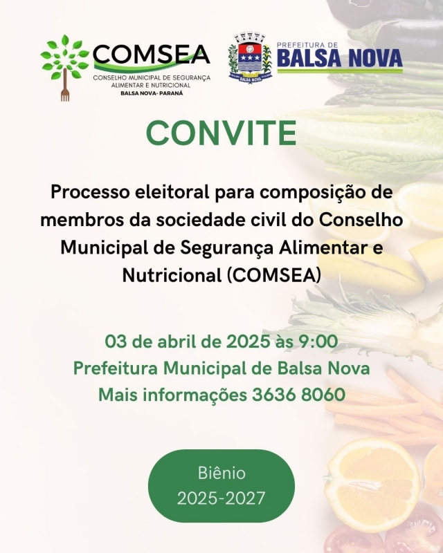Convite para Eleição do COMSEA de Balsa Nova