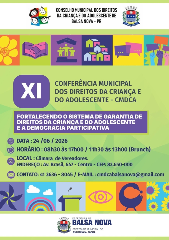 XI Conferência Municipal dos Direitos da Criança e do Adolescente - 24/06 na Câmara Municipal
