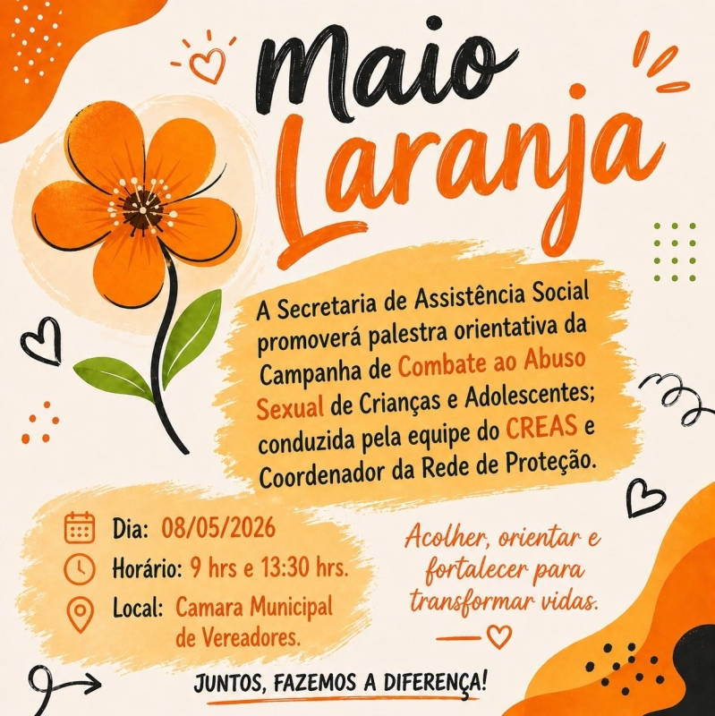 A Secretaria de Assistência Social promoverá palestra da Campanha de Combate ao Abuso Sexual